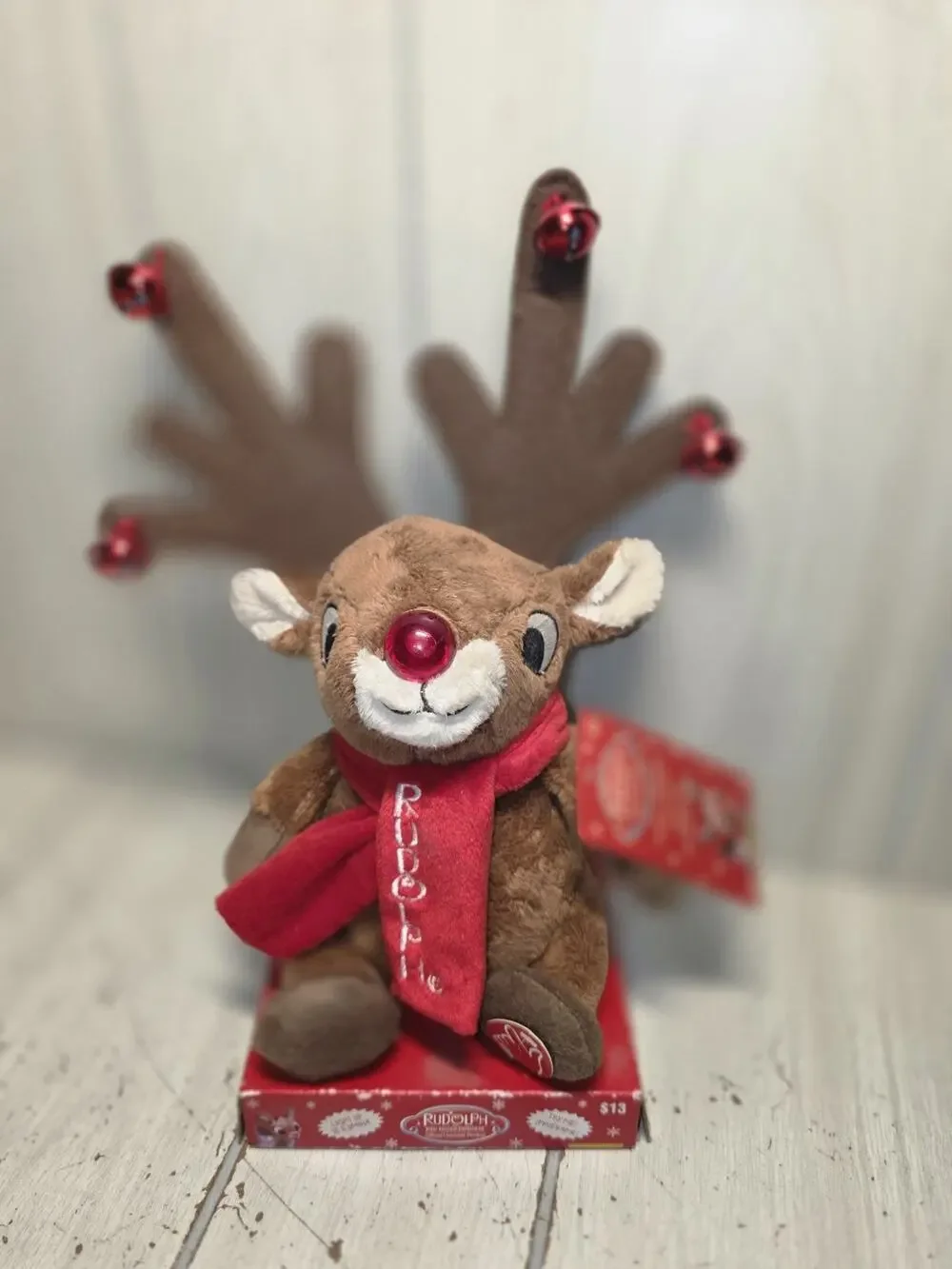 DanDee Rudolph Red Nose Reindeer Plush Light Up Sings Jingle Bells Needs Battery